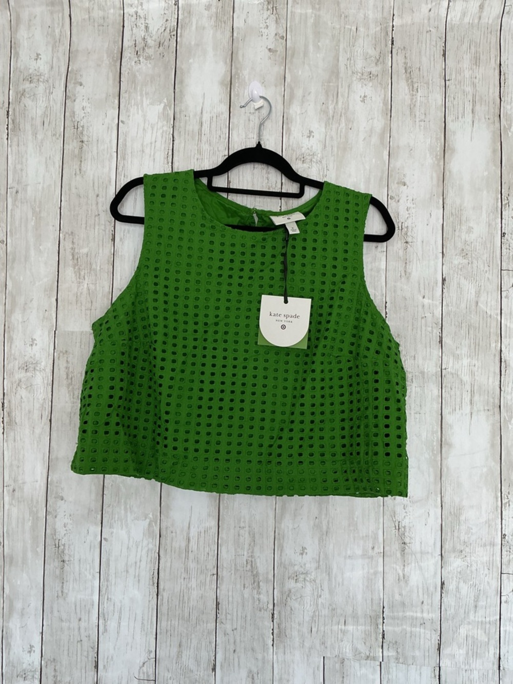 kate spade Green Eyelet Sleeveless Crop Tank